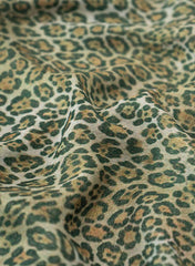 Shimmer Georgette Forest Green Color Animal Digital Print Fabric