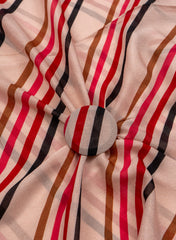 Pure Chinnon Chiffon Pastel Pink Color Cross Stripes  Digital Print Fabric.