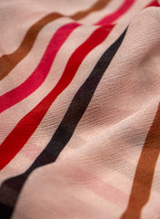 Pure Chinnon Chiffon Pastel Pink Color Cross Stripes  Digital Print Fabric.