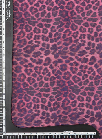 (Pre Cut -1.5 Meter) Shimmer Georgette Magenta Purple Color Animal Digital Print Fabric.