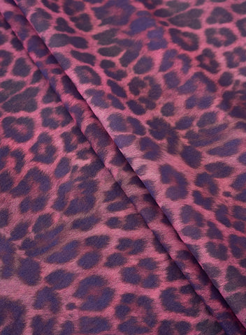 (Pre Cut -1.5 Meter) Shimmer Georgette Magenta Purple Color Animal Digital Print Fabric.