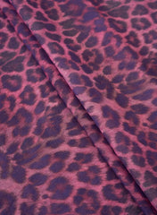 Shimmer Georgette Magenta Purple Color Animal Digital Print Fabric.