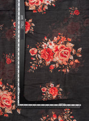 Pure Chinnon Chiffon Black Color Floral Digital Print Fabric.