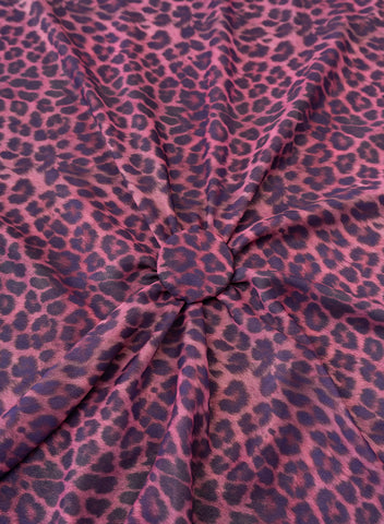 (Pre Cut -1.5 Meter) Shimmer Georgette Magenta Purple Color Animal Digital Print Fabric.