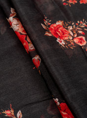 Pure Chinnon Chiffon Black Color Floral Digital Print Fabric.