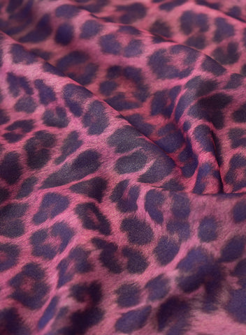 (Pre Cut -1.5 Meter) Shimmer Georgette Magenta Purple Color Animal Digital Print Fabric.