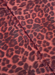 Shimmer Georgette Deep Claret Color Animal Digital Print Fabric.