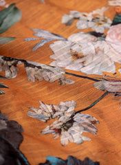 Cotton Mulmul Jacqurad Mustard Yellow Color Floral Digital Print Fabric.