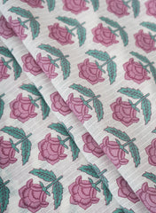 Pure Cotton Cambric White Color With Purple Floral Print Fabric.