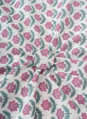 Pure Cotton Cambric White Color With Purple Floral Print Fabric.