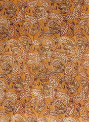 Premium Cotton Mulmul Light Brown Color Floral Digital Print Fabric.