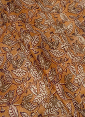 Premium Cotton Mulmul Light Brown Color Floral Digital Print Fabric.