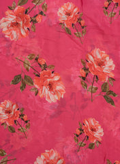 Pure Chinnon Chiffon Shades Of Pink Color Floral Digital Print Fabric