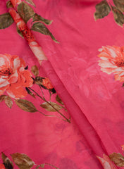 Pure Chinnon Chiffon Shades Of Pink Color Floral Digital Print Fabric