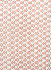 Pure Cotton Cambric White Color With Peach Floral Print Fabric.