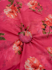 Pure Chinnon Chiffon Shades Of Pink Color Floral Digital Print Fabric