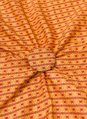 Premium Cotton Mulmul Yellow Color Stripe Digital Print Fabric.