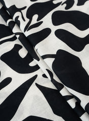 Pure Cotton Cambric Black And White Color Abstract Pattern Fabric.