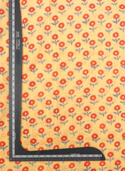 Premium Cotton Mulmul Yellow Color Floral Digital Print Fabric.