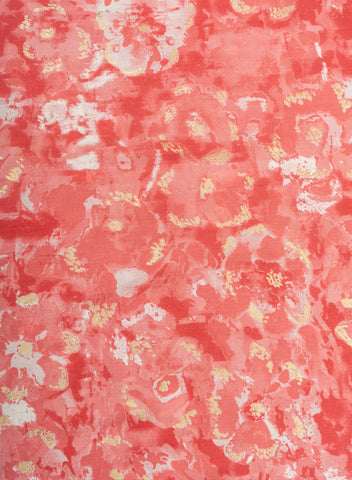 (Precut- 2.5 meter) Pure Cotton Cambric Shades Of Pink Color Abstract Pattern Screen Print Fabric With Foil