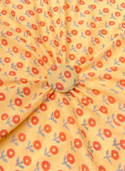 Premium Cotton Mulmul Yellow Color Floral Digital Print Fabric.