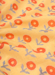 Premium Cotton Mulmul Yellow Color Floral Digital Print Fabric.