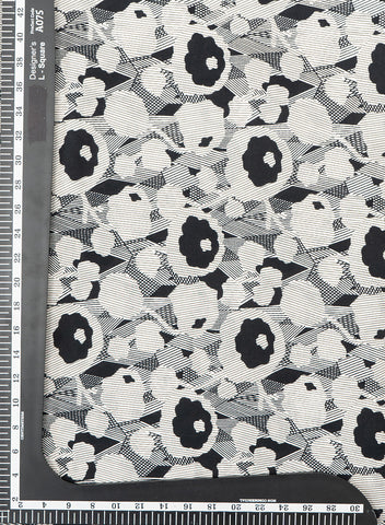 (Pre Cut 1-Meter) Pure Cotton Cambric Black And White Color Abstract Pattern Fabric.