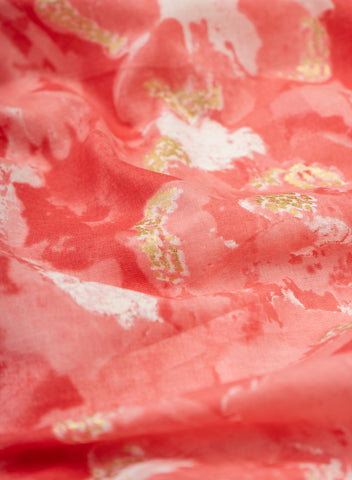 (Precut- 2.5 meter) Pure Cotton Cambric Shades Of Pink Color Abstract Pattern Screen Print Fabric With Foil