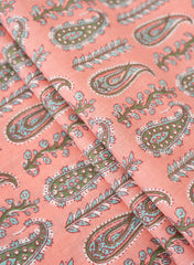 Pure Cotton Cambric Rose Pink Color Paisley Print Fabric.