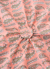 Pure Cotton Cambric Rose Pink Color Paisley Print Fabric.