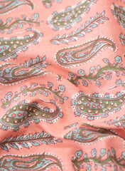 Pure Cotton Cambric Rose Pink Color Paisley Print Fabric.