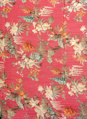 Crush Tissue Carrot Color Floral Digital Print Fabric