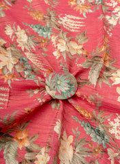 Crush Tissue Carrot Color Floral Digital Print Fabric