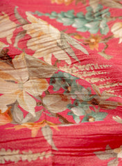 Crush Tissue Carrot Color Floral Digital Print Fabric