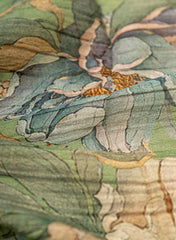 Crush Tissue Light Green Color Floral Digital Print Fabric