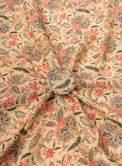 Crush Tissue Cream Color Floral Digital Print Fabric