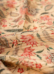 Crush Tissue Cream Color Floral Digital Print Fabric