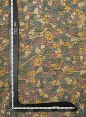 Crush Tissue Grey Color Kalamkari Digital Print Fabric