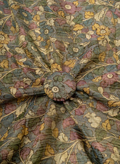 Crush Tissue Grey Color Kalamkari Digital Print Fabric