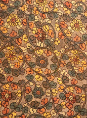 Crush Tissue Greyish Brown Color Kalamkari Digital Print Fabric