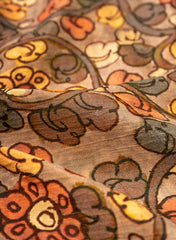 Crush Tissue Greyish Brown Color Kalamkari Digital Print Fabric