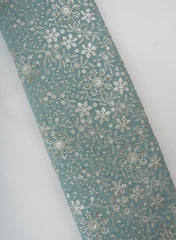 Pure Georgette Sky Blue Color Floral Sequins Embroidery Fabric.