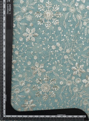 Pure Georgette Sky Blue Color Floral Sequins Embroidery Fabric.