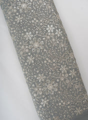 Pure Georgette Grey Color Floral Sequins Embroidery Fabric.