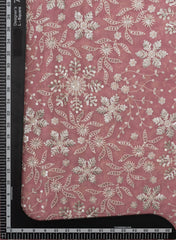 Pure Georgette Peach Color Floral Sequins Embroidery Fabric.