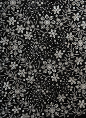 Pure Georgette Black Color Floral Sequins Embroidery Fabric.