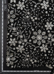 Pure Georgette Black Color Floral Sequins Embroidery Fabric.