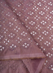 Pure Tissue Purple Color Geometric Pattern Sequins Embroidery Fabric.