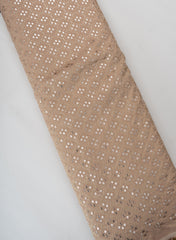 Pure Tissue Pastel Peach Color Geometric Pattern Sequins Embroidery Fabric.