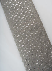 Pure Tissue Grey Color Geometric Pattern Sequins Embroidery Fabric.